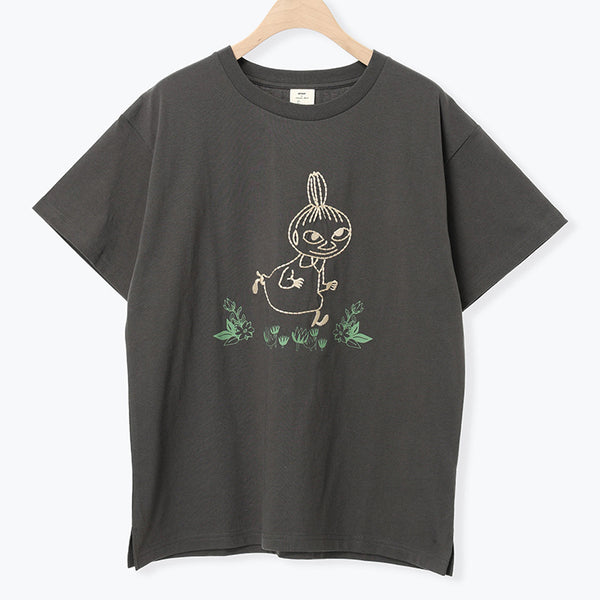 Moomin×Samansa Mos2 ぽこぽこ刺しゅうTシャツ（チャコール）2202091