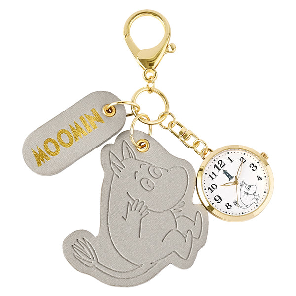 レザーチャーム付きキーチェーンウォッチ（ムーミン/GY）MOM025-2