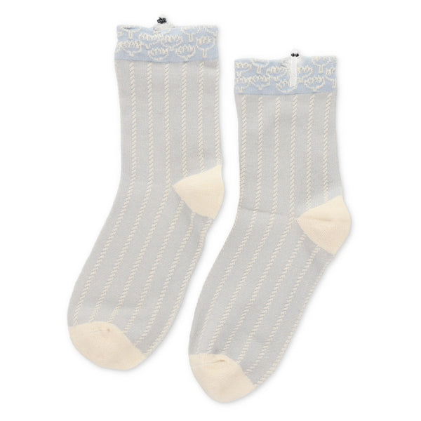 シルク入りロークルーソックス（ニョロニョロ刺しゅう/ミディアム