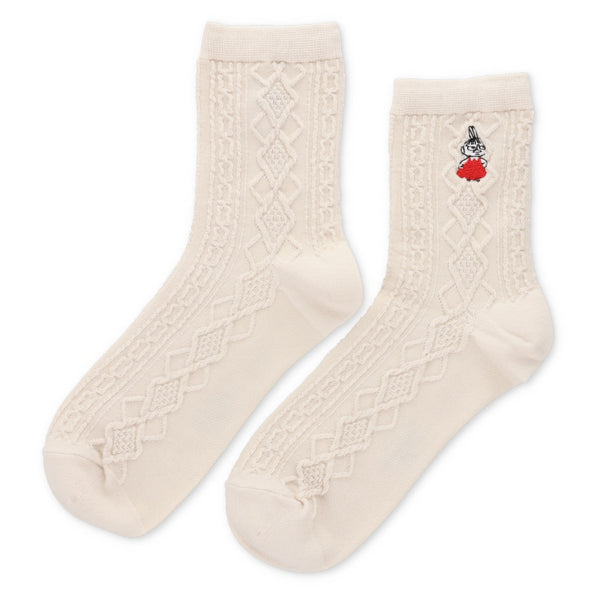 リンクス風ロークルーソックス（リトルミイ刺しゅう/オフホワイト