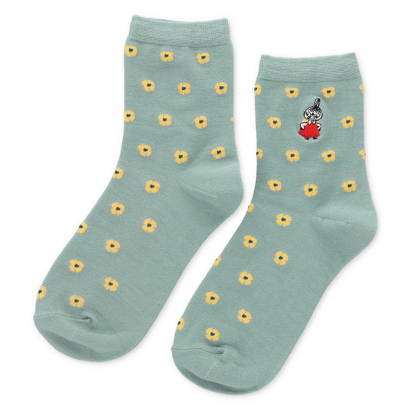 ロークルーソックス（リトルミイ刺しゅう/小花/グリーン）MNL663206