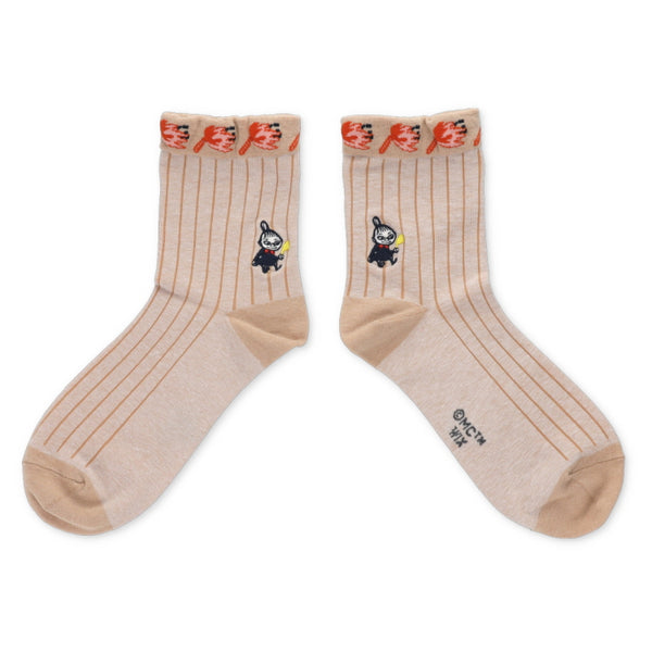 ロークルーソックス（リトルミイ刺繍/ストライプ/ベージュ）MNL663276