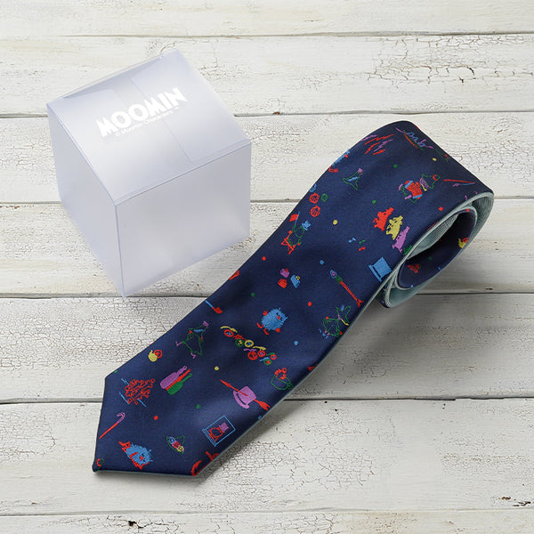 美品☆ネクタイ☆箱付☆リバーシブル☆ネイビー☆青系☆パターン柄☆549 リバーシブルネクタイ（Playful/NV×LBL）MM-9900 - MOOMIN SHOP