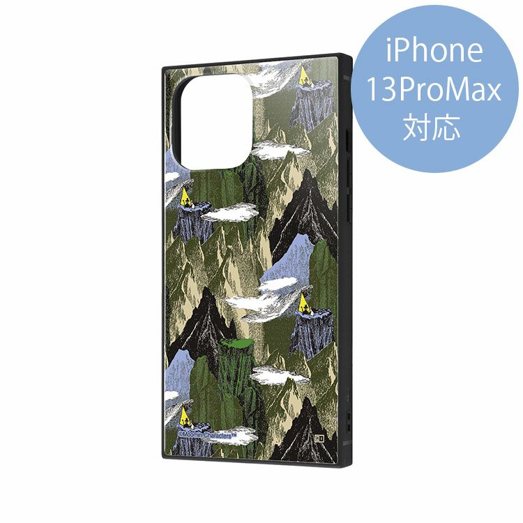 耐衝撃ハイブリッドケース KAKU【iPhone 13 Pro Max対応】（MOOMIN OUTDOORS/山脈緑）IQ-AP33K3TB/MT9