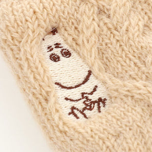 新品　ムーミン　スマホ対応　ケーブル編み ワンポイント刺繍手袋　ミイ　B