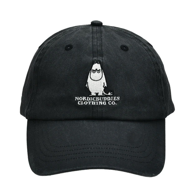 NordicBuddies ウォッシュドダディキャップ（ブラック/アングリームーミン）MOOMIN90L