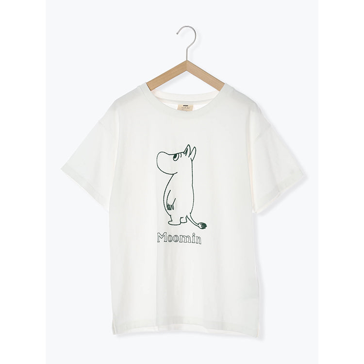 Samansa Mos2 ハンドステッチ風Tシャツ（ムーミン/オフホワイト 