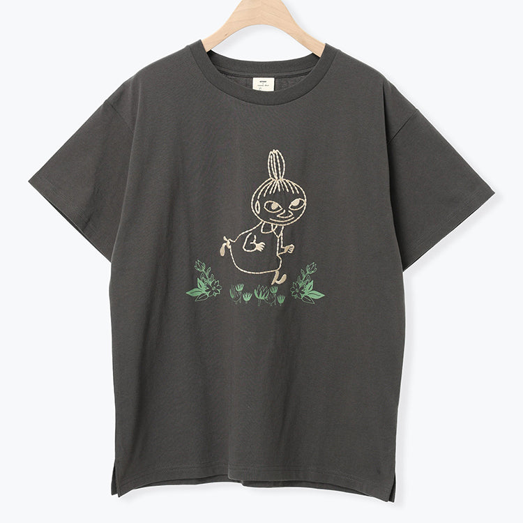 Moomin×Samansa Mos2 ぽこぽこ刺しゅうTシャツ（チャコール）2202091