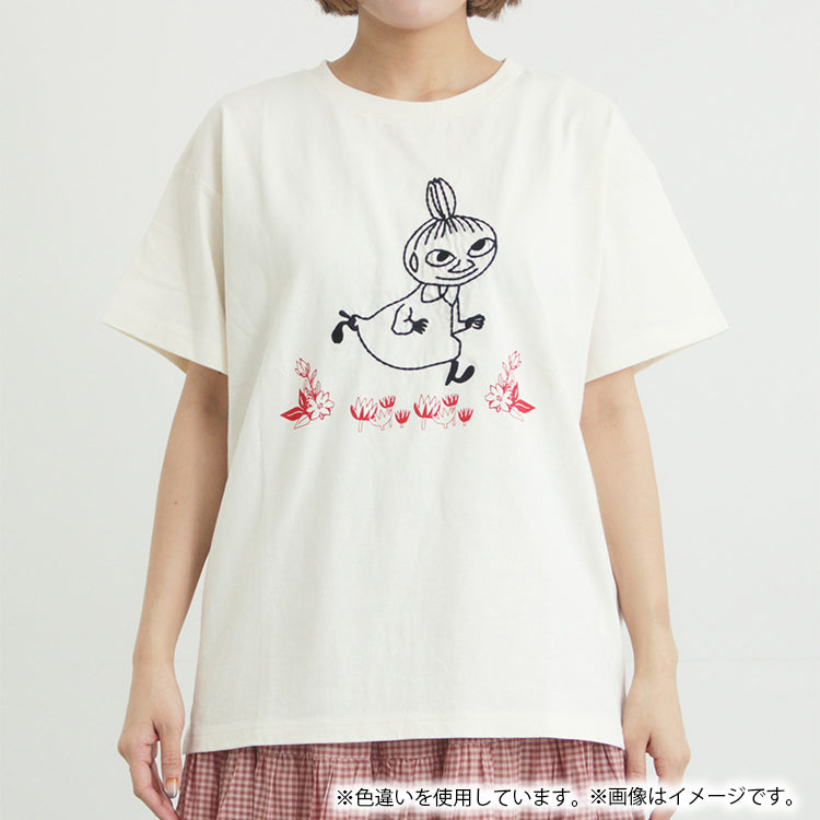 Moomin×Samansa Mos2 ぽこぽこ刺しゅうTシャツ（チャコール）2202091