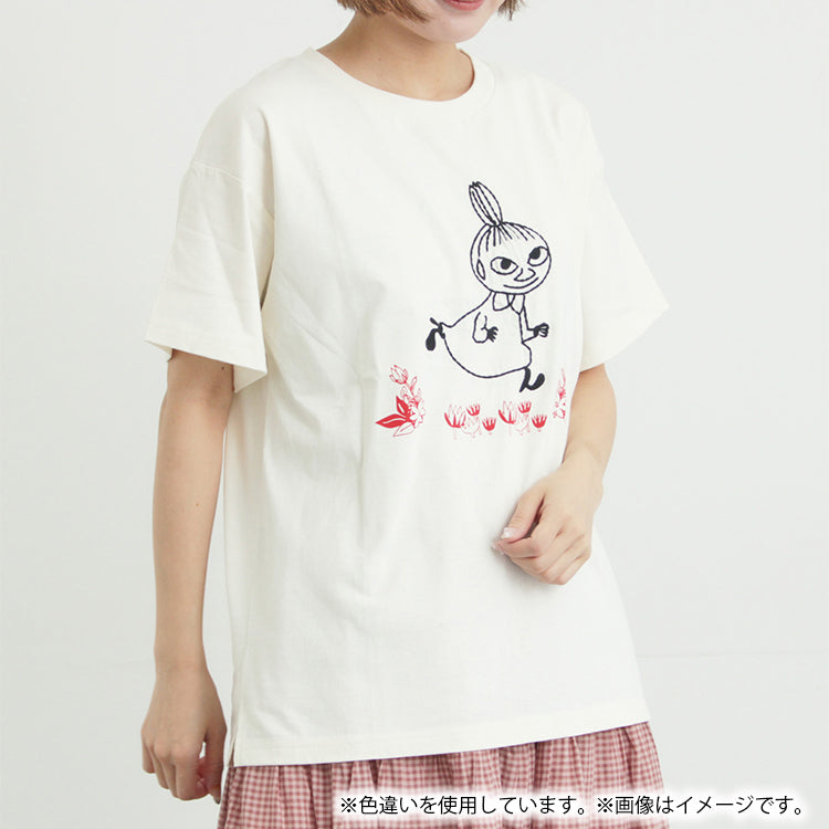 Moomin×Samansa Mos2 ぽこぽこ刺しゅうTシャツ（チャコール）2202091