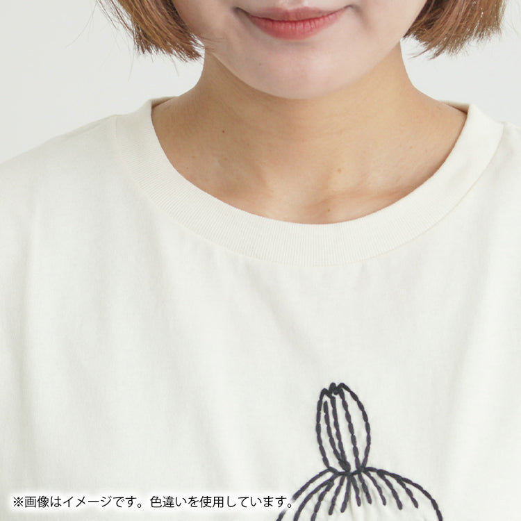 Moomin×Samansa Mos2 ぽこぽこ刺しゅうTシャツ（チャコール）2202091