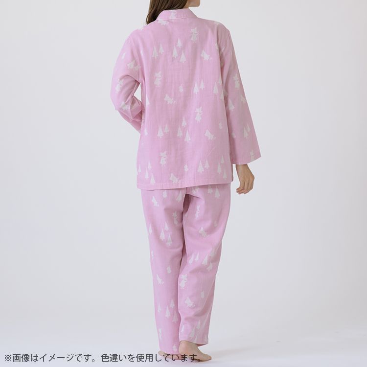 【Amour×MOOMIN】二重ガーゼジャカードパジャマMサイズ 上下セット（シルエット/サックス）MOP112-43100