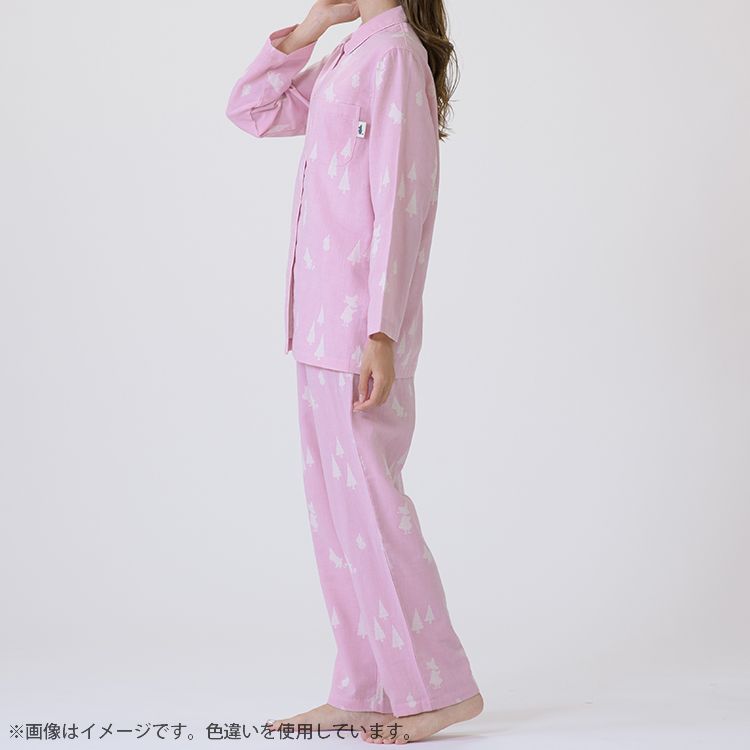 【Amour×MOOMIN】二重ガーゼジャカードパジャマMサイズ 上下セット（シルエット/サックス）MOP112-43100