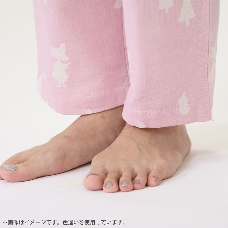 【Amour×MOOMIN】二重ガーゼジャカードパジャマMサイズ 上下セット（シルエット/サックス）MOP112-43100