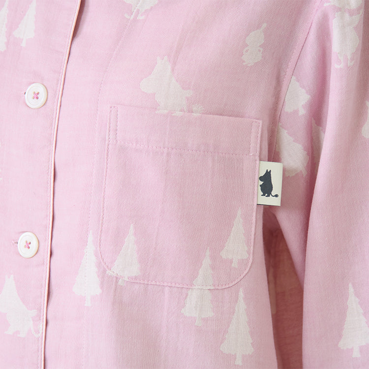 【Amour×MOOMIN】二重ガーゼジャカードパジャマMサイズ 上下セット（シルエット/ピンク）MOP112-43100