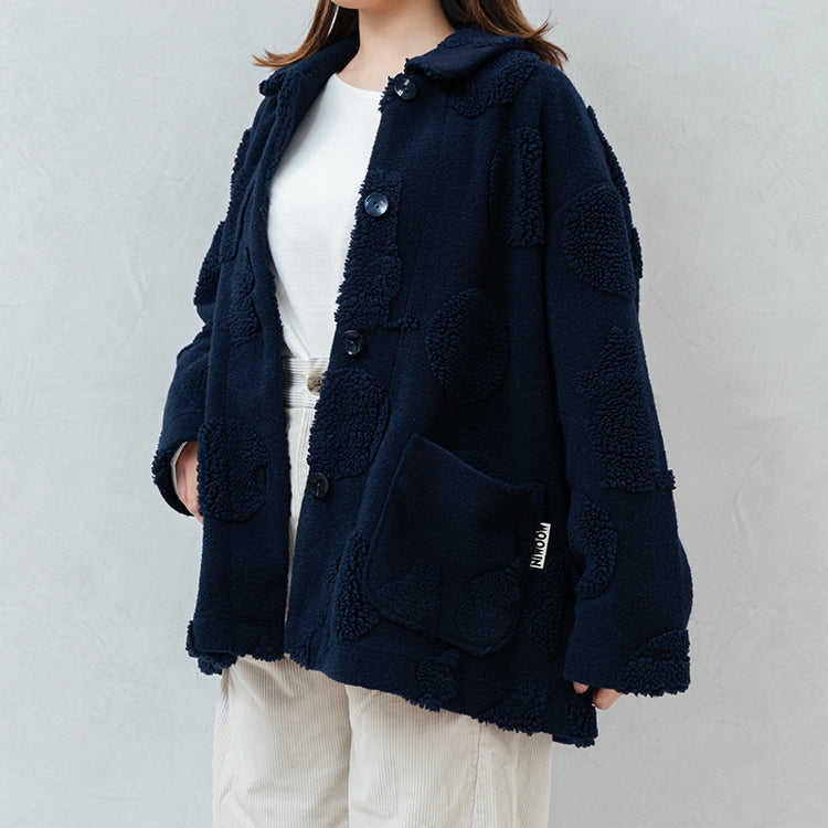 【Amour × MOOMIN】フリースジャガードガウン（ネイビー）MOR135-54240