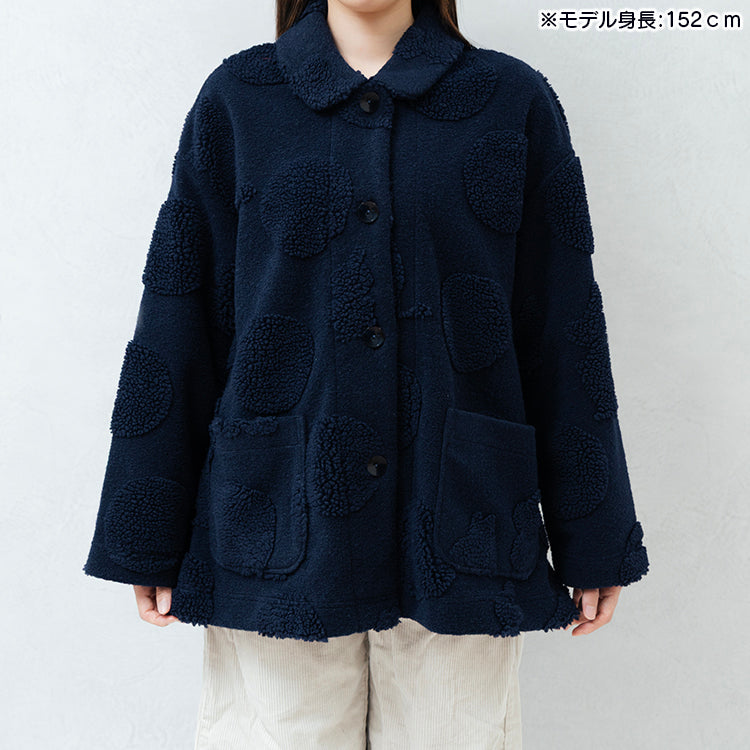 【Amour × MOOMIN】フリースジャガードガウン（ネイビー）MOR135-54240