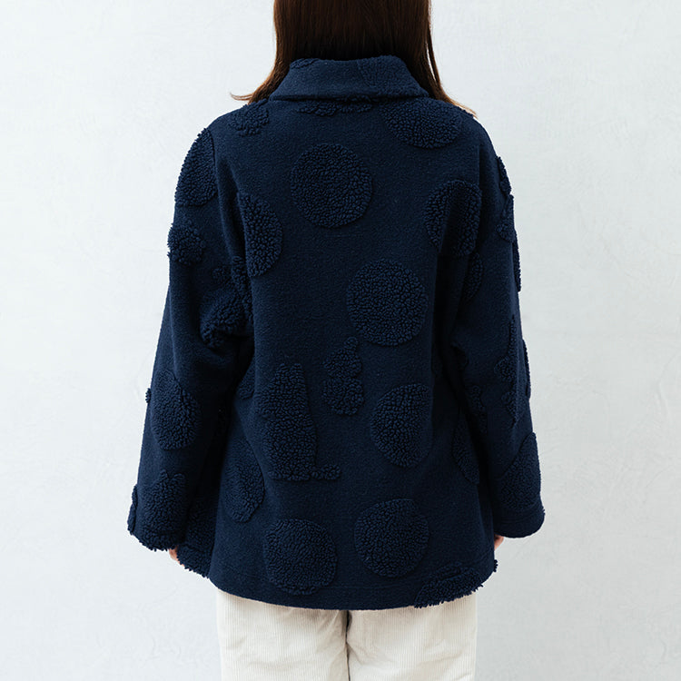 【Amour × MOOMIN】フリースジャガードガウン（ネイビー）MOR135-54240