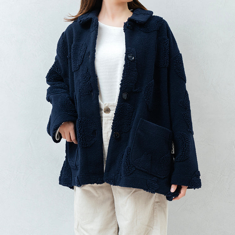 【Amour × MOOMIN】フリースジャガードガウン（ネイビー）MOR135-54240