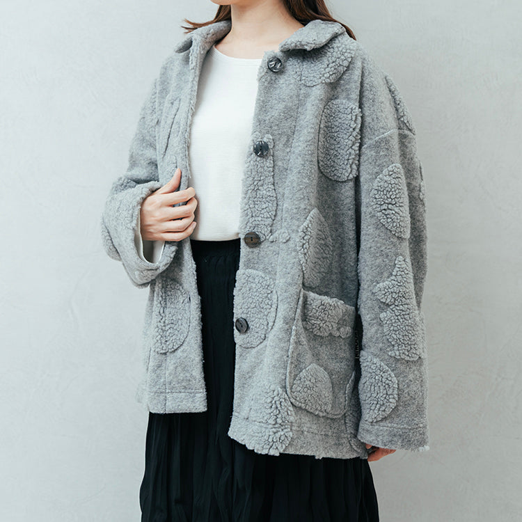 【Amour × MOOMIN】フリースジャガードガウン（グレー）MOR135-54240