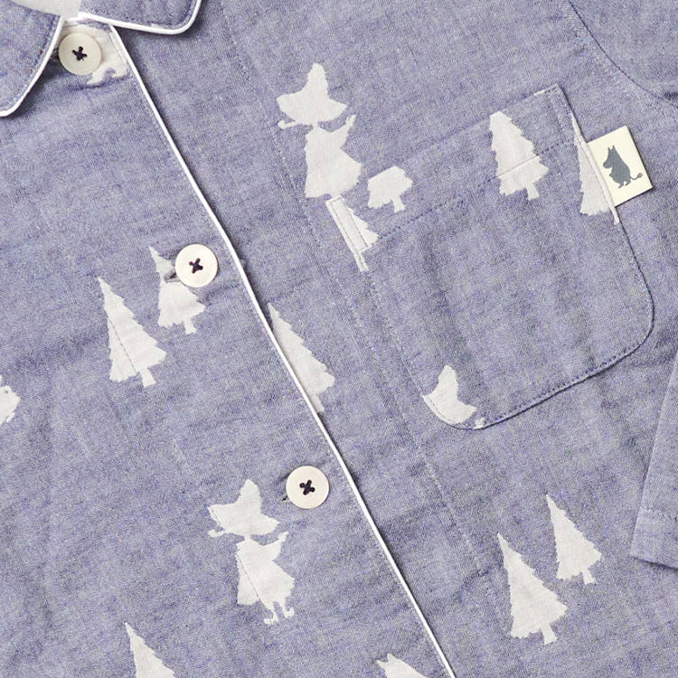 【Amour×MOOMIN】二重ガーゼジャカードパジャマMサイズ 上下セット（シルエット/ネイビー）MOP112-43100