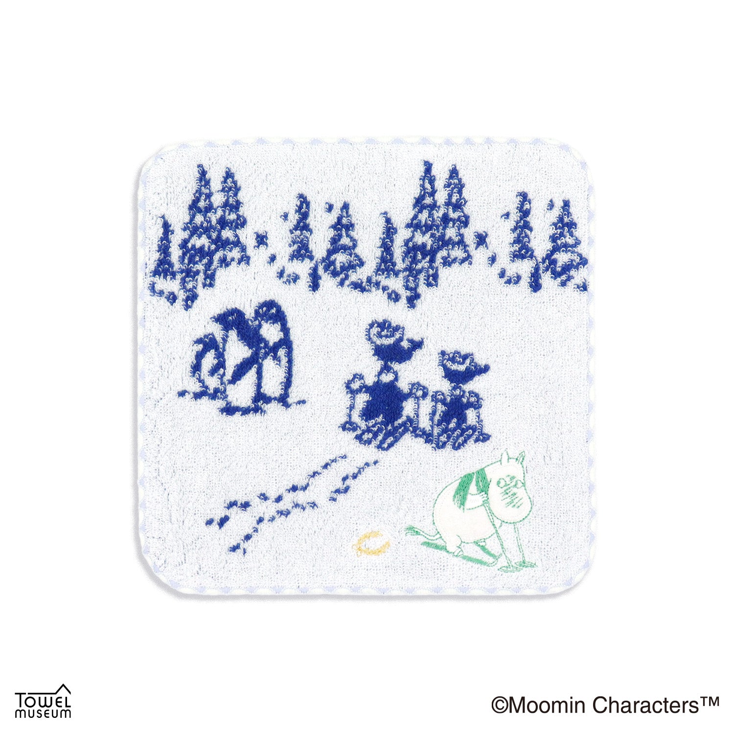 モカム　　　ーミン　ふんわりタオル　千趣会　10枚セット タオルハンカチ（Moominvalley Winter Games/WH）47-0600065W - MOOMIN
