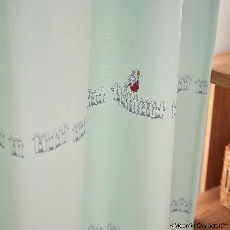 ドレープカーテン135cm丈1枚（ニョロニョロボーダー/ライトブルー）A1042＜取り寄せ品＞