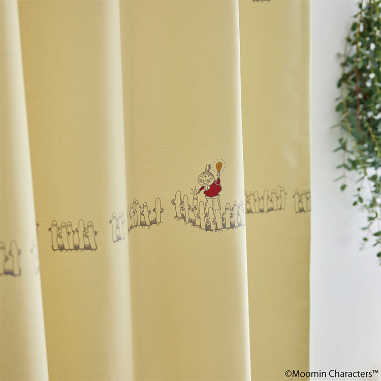 ドレープカーテン178cm丈1枚（ニョロニョロボーダー/イエロー）A1043＜取り寄せ品＞