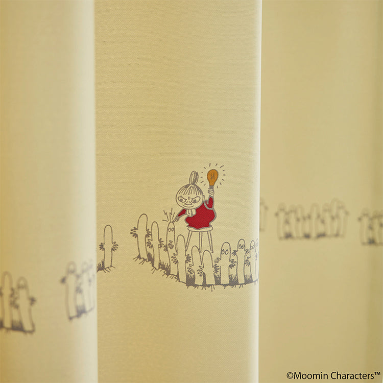 ドレープカーテン178cm丈1枚（ニョロニョロボーダー/イエロー）A1043＜取り寄せ品＞