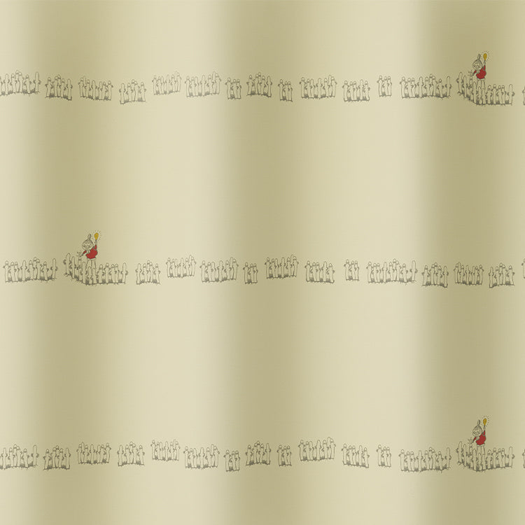 ドレープカーテン200cm丈1枚（ニョロニョロボーダー/イエロー）A1043＜取り寄せ品＞