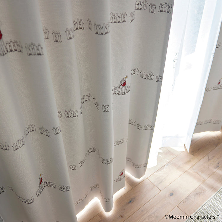 ドレープカーテン178cm丈1枚（ニョロニョロボーダー/アイボリー）A1044＜取り寄せ品＞