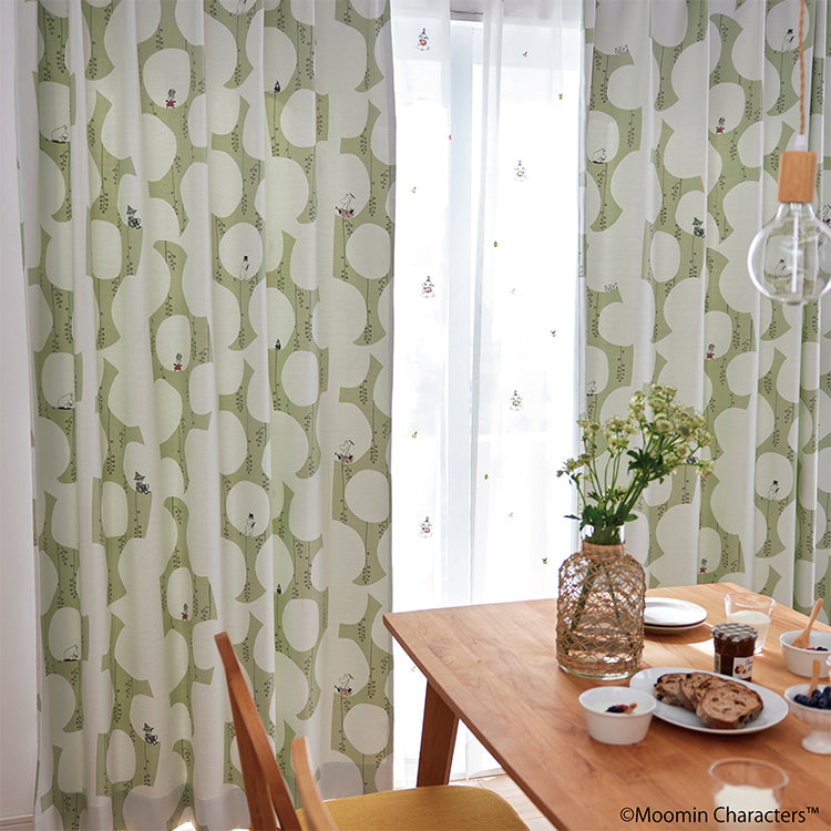 ドレープカーテン135cm丈1枚（ベリーガーデン/ライトグリーン）A1045＜取り寄せ品＞