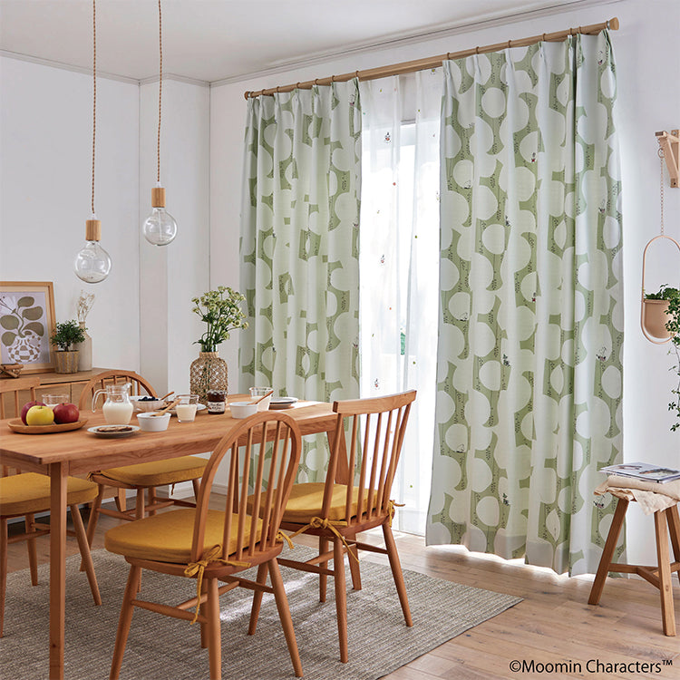 ドレープカーテン178cm丈1枚（ベリーガーデン/ライトグリーン）A1045＜取り寄せ品＞