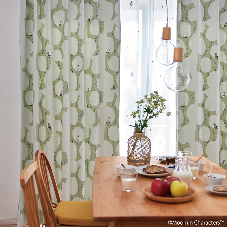 ドレープカーテン178cm丈1枚（ベリーガーデン/ライトグリーン）A1045＜取り寄せ品＞