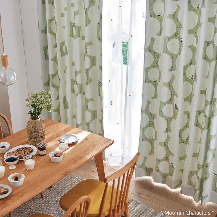 ドレープカーテン178cm丈1枚（ベリーガーデン/ライトグリーン）A1045＜取り寄せ品＞