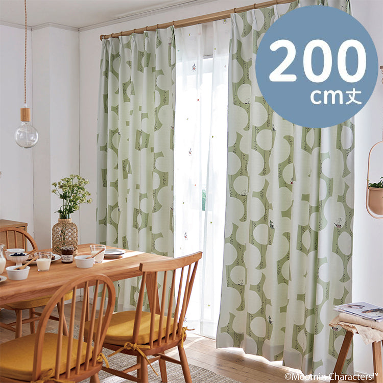 ドレープカーテン200cm丈1枚（ベリーガーデン/ライトグリーン）A1045＜取り寄せ品＞