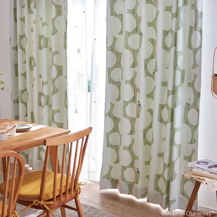 ドレープカーテン200cm丈1枚（ベリーガーデン/ライトグリーン）A1045＜取り寄せ品＞