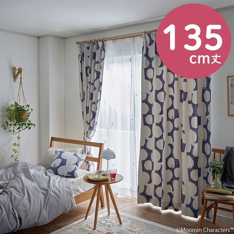 ドレープカーテン135cm丈1枚（ベリーガーデン/ダークブルー）A1046＜取り寄せ品＞