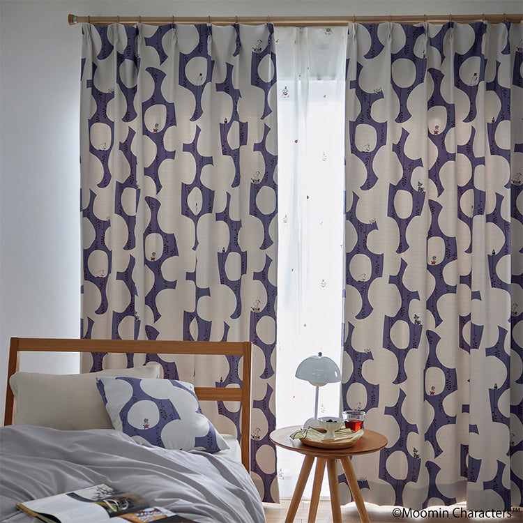 ドレープカーテン135cm丈1枚（ベリーガーデン/ダークブルー）A1046＜取り寄せ品＞