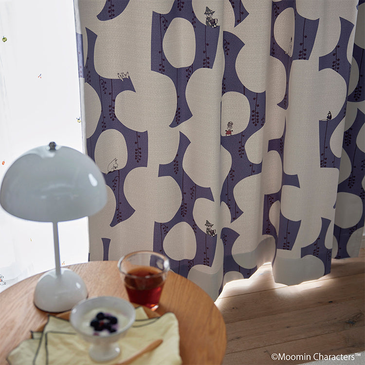 ドレープカーテン135cm丈1枚（ベリーガーデン/ダークブルー）A1046＜取り寄せ品＞