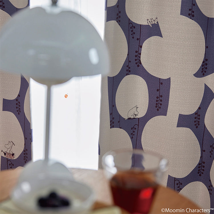 ドレープカーテン135cm丈1枚（ベリーガーデン/ダークブルー）A1046＜取り寄せ品＞