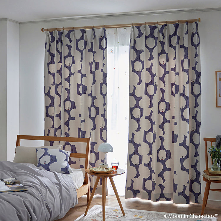 ドレープカーテン135cm丈1枚（ベリーガーデン/ダークブルー）A1046＜取り寄せ品＞