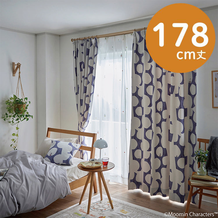 ドレープカーテン178cm丈1枚（ベリーガーデン/ダークブルー）A1046＜取り寄せ品＞