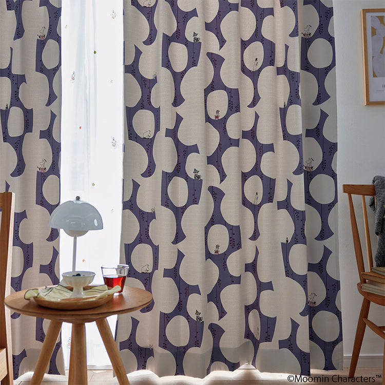 ドレープカーテン178cm丈1枚（ベリーガーデン/ダークブルー）A1046＜取り寄せ品＞