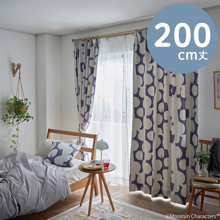 ドレープカーテン200cm丈1枚（ベリーガーデン/ダークブルー）A1046＜取り寄せ品＞