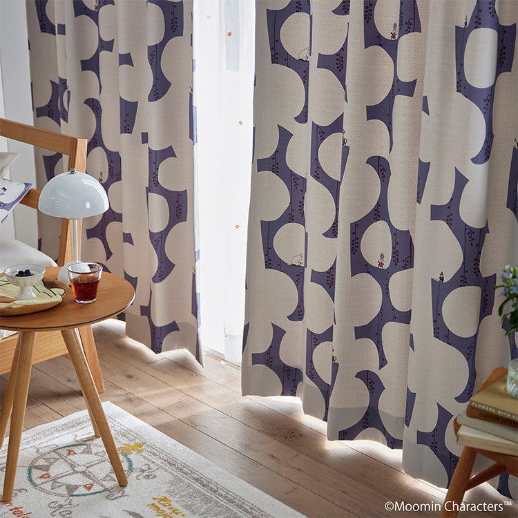 ドレープカーテン200cm丈1枚（ベリーガーデン/ダークブルー）A1046＜取り寄せ品＞