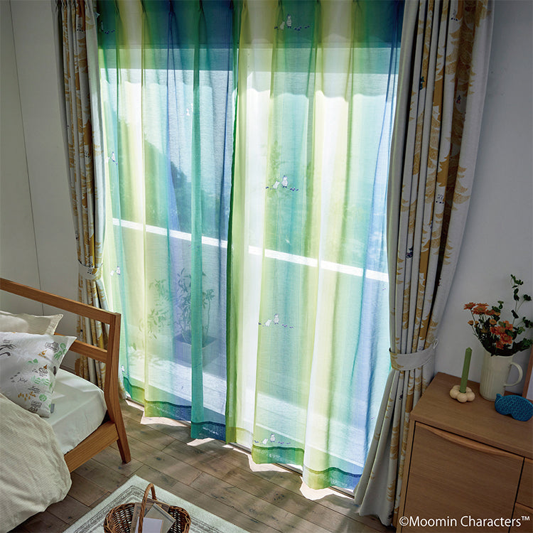 レースカーテン176cm丈1枚（オーロラボイル/ブルーグリーン）A1047＜取り寄せ品＞