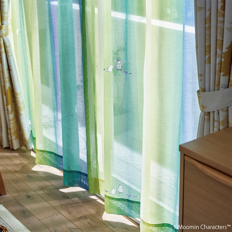 レースカーテン198cm丈1枚（オーロラボイル/ブルーグリーン）A1047＜取り寄せ品＞