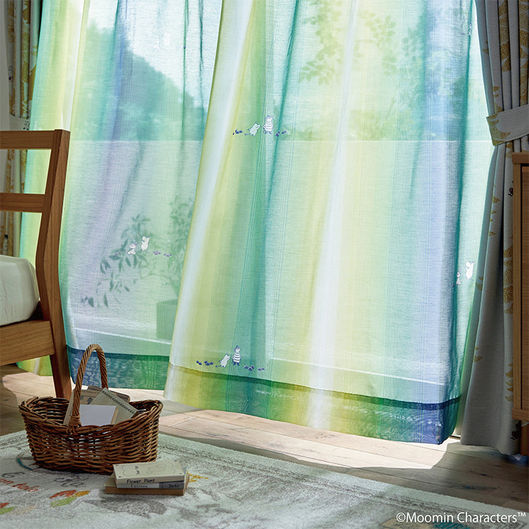 レースカーテン198cm丈1枚（オーロラボイル/ブルーグリーン）A1047＜取り寄せ品＞