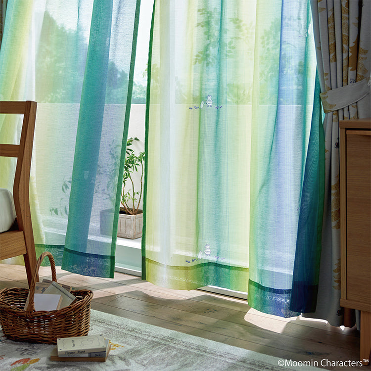 レースカーテン198cm丈1枚（オーロラボイル/ブルーグリーン）A1047＜取り寄せ品＞